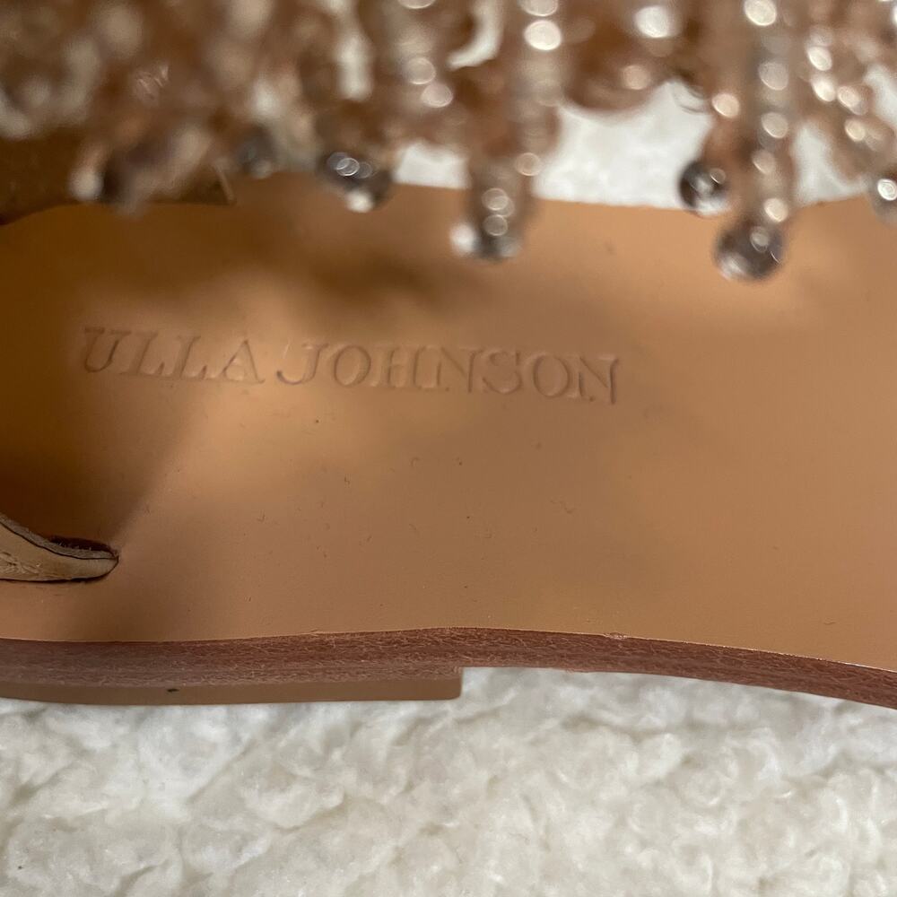 Ulla Johnson Imade Beaded Sandals RARE Flats Beige Thong Boho Fringe Strap‎ 6 - Picture 4 of 7